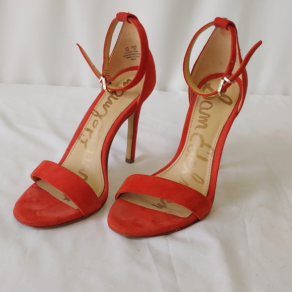 Sam Edelman Red Suede High Heels Size 5 - Picture 2 of 9
